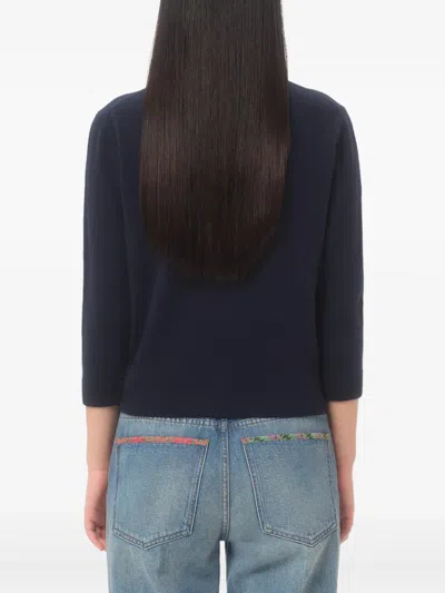 Valentino Bow Cardigan In Blue