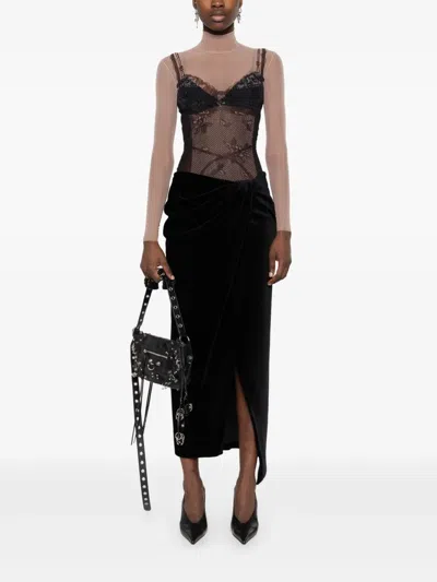 Balenciaga Black And Light Beige Trompe Loeil Lingerie Top In Multi