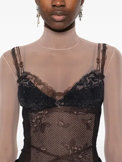 Balenciaga Black And Light Beige Trompe Loeil Lingerie Top In Multi