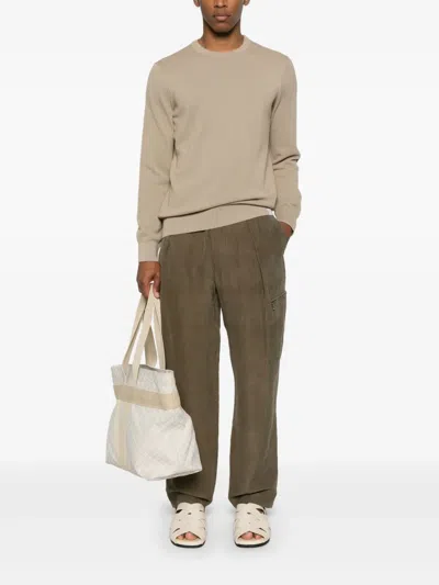 Paul & Shark Textured Crew Neck Sweater With Long Sleeves In Neutrals