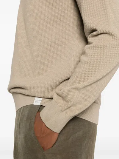 Paul & Shark Textured Crew Neck Sweater With Long Sleeves In Neutrals