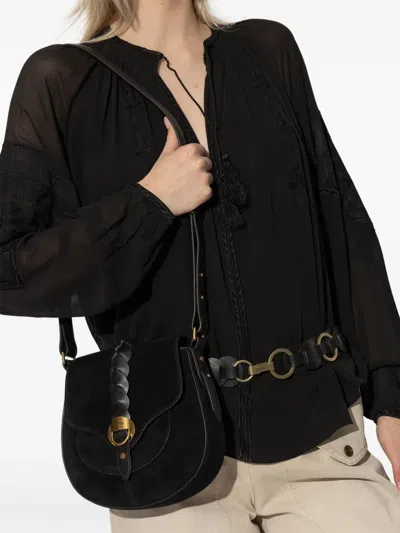 Isabel Marant Altay Small Python-embossed Leather Shoulder Bag In Black