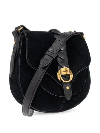 Isabel Marant Altay Small Python-embossed Leather Shoulder Bag In Black