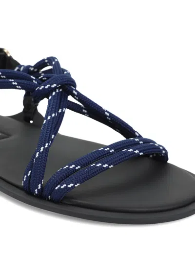 Miu Miu Riviere Cord And Leather Sandals In Blau