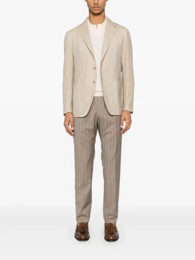 Tagliatore Textured Tailored Blazer With Notch Lapels In Nude