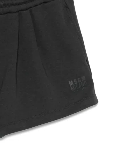 Msgm Logo-patch Shorts In Black