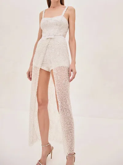 Alexis Escola Pearl Crystal Romper In Ivory In Pink