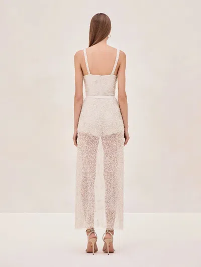 Alexis Escola Pearl Crystal Romper In Ivory In Pink