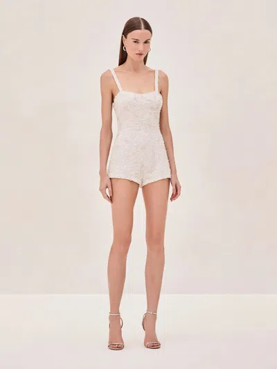 Alexis Escola Pearl Crystal Romper In Ivory In Pink