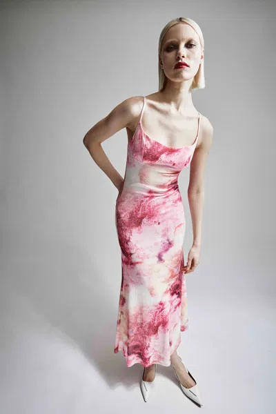 Bardot Adoni Printed Mesh Midi Dress In Pink T Dye