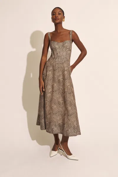 Bardot Lilah Corset Linen-blend Midi Dress In Brown