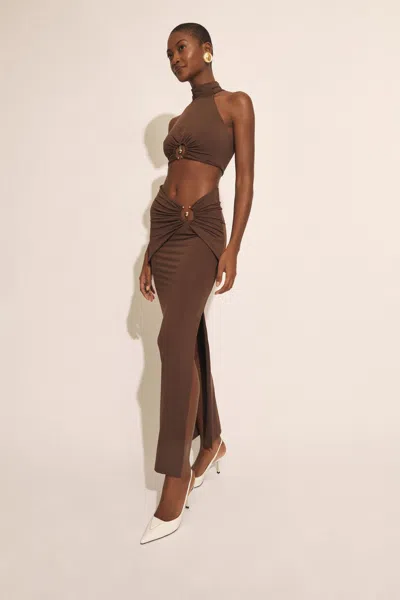 Bardot Neve Cuotut Maxi Skirt In Chocolate