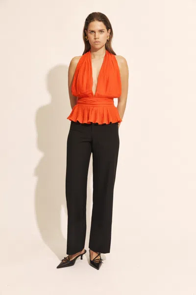 Bardot Amala Pleated Halter Neck Top In Tangelo