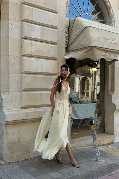 Bardot Arletha Cross-back Gathered Maxi Dress In Yellow