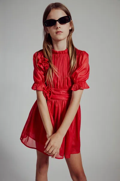 Bardot Junior Kids' Girls Mercer Mini Dress In Deep Red