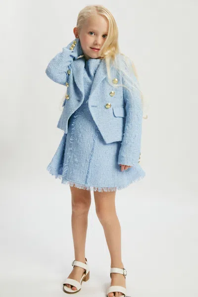 Bardot Junior Kids' Girls Sutton Boucle Blazer In Icing Blue
