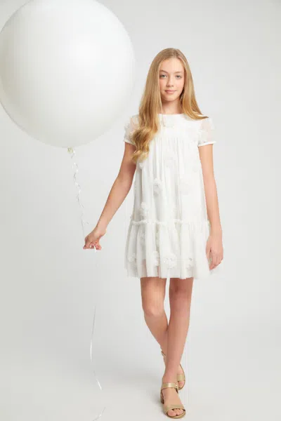 Bardot Junior Kids' Girls Emarie Flower Tiered Dress In Orchid Wht