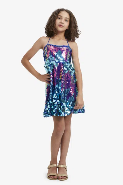 Bardot Junior Kids' Girls Sequin Halter Dress In Cerulean