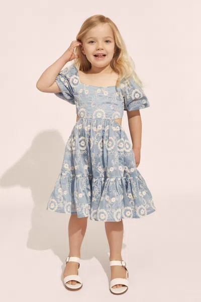 Bardot Junior Kids' Ellory Broderie Mini Dress In Baby Blu