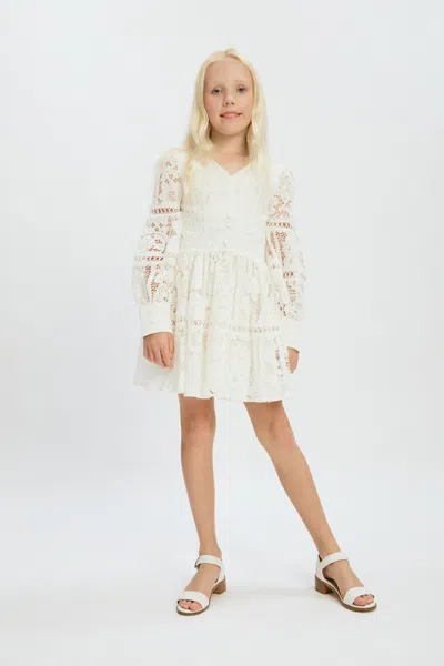 Bardot Junior Kids' Girls Venice Floral Lace Dress In Ivory