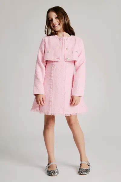 Bardot Junior Girls Sutton Boucle Crop Jacket In Soft Pink