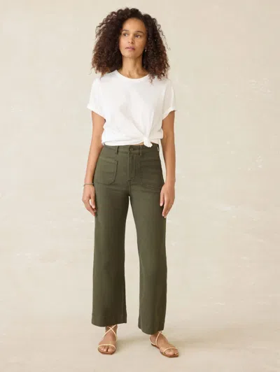 Faherty Stretch Terry Patch Pocket Pants Forest Olive In Forest Olive