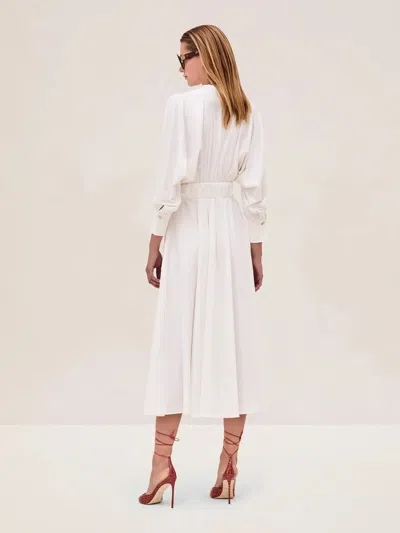 Alexis Viro Gathered Cotton-blend Midi Dress In White