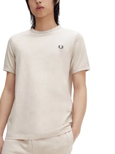 Fred Perry Classic Crew Neck Tee In Beige