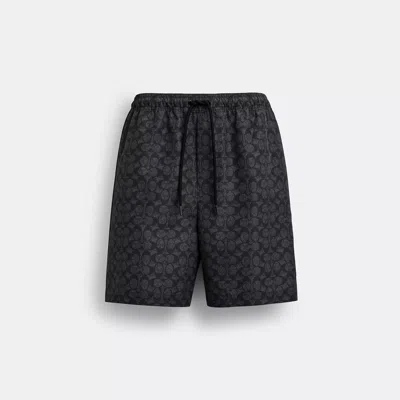 Coach Signature Swim Trunks In Recycled Polyester In Grey