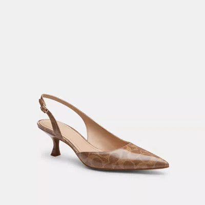 Coach Roxanne Pump In Signature Canvas In Beige