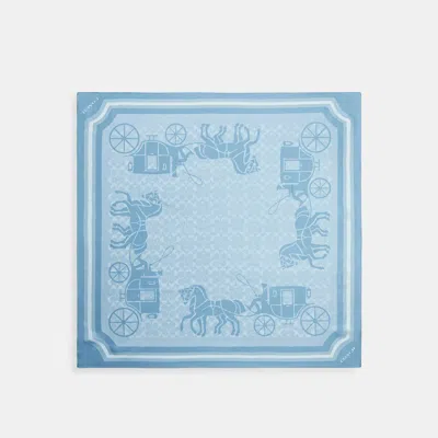 Coach Signature Horse And Carriage Print Silk Square Scarf In Blue