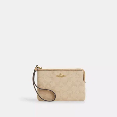 Coach Corner Zip Wristlet With Signature Canvas In Multi