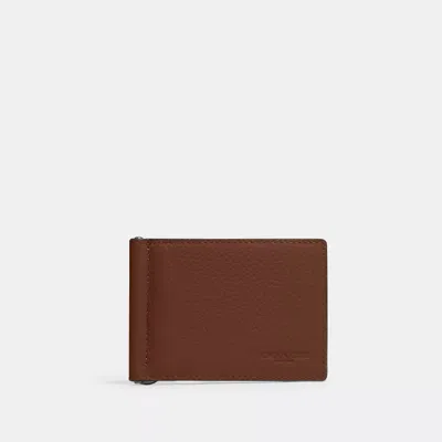 Coach Slim Money Clip Billfold Wallet In Brown