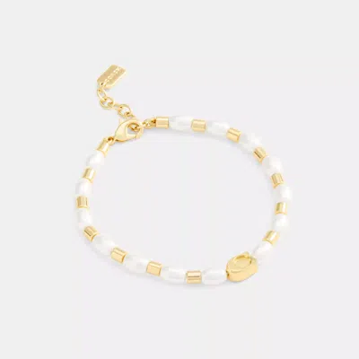 Coach Pearls And Beads Linear Bracelet In White