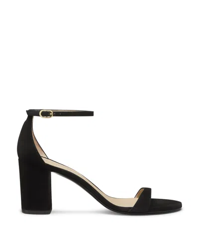 Stuart Weitzman 'nearlynude' Ankle Strap Suede Sandals In Black