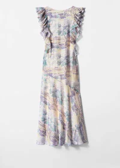 & Other Stories Maxi Dress With Ruffle Edging And Low Back In Beige