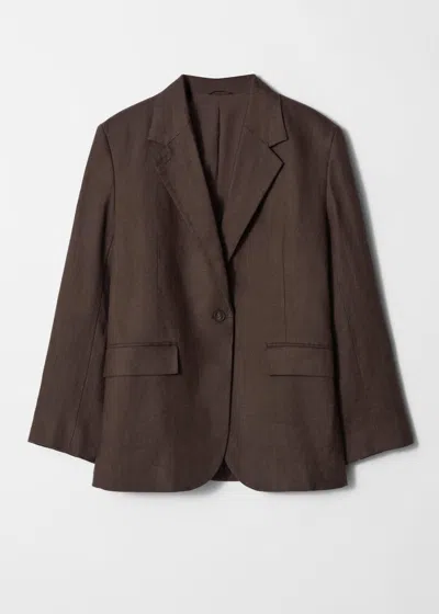 & Other Stories Single-breasted Linen Blazer In Brown