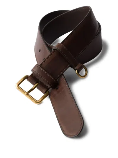 Prada Women Dark Brown Leather Belt, 30 Luxury Belts For Women Darveys In ブラウン