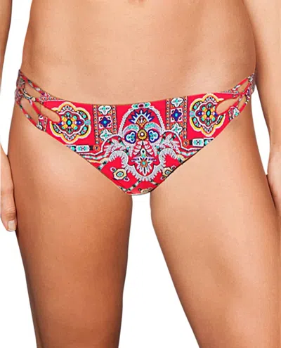 Nanette Lepore Pretty Tough Charmer Womens Printed Hipster Swim Bottom Separates In Red