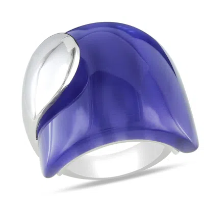 Mimi & Max 35ct Tgw Blue Simulated Cat Eye Ring Sterling Silver In Blue