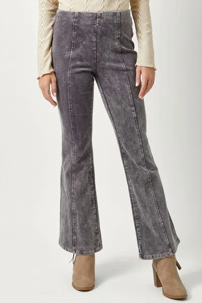 Mystree Washed Corduroy Flare Pants In Vintage Gray In Yellow