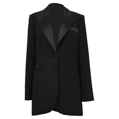 Self-portrait Single-breasted Tux Blazer In Black Wool In Black