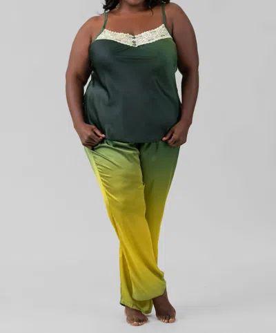 Isayes Ombre Pajama Set In Green In Green