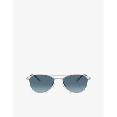 Oliver Peoples Womens Ov1358s Aero Ii Pilot-frame Steel Sunglasses Silver In Silver