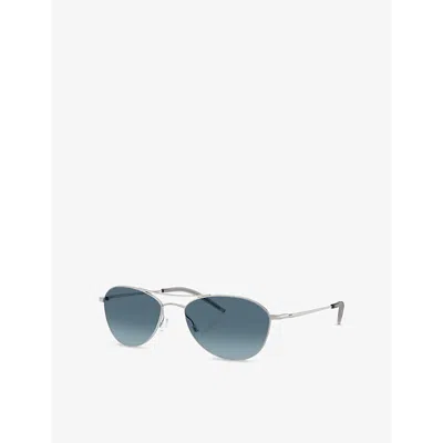 Oliver Peoples Womens Ov1358s Aero Ii Pilot-frame Steel Sunglasses Silver In Silver