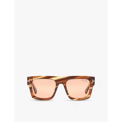 Tom Ford Womens Brown Tr001917 Fausto Square-frame Tortoise Acetate Sunglasses In Brown