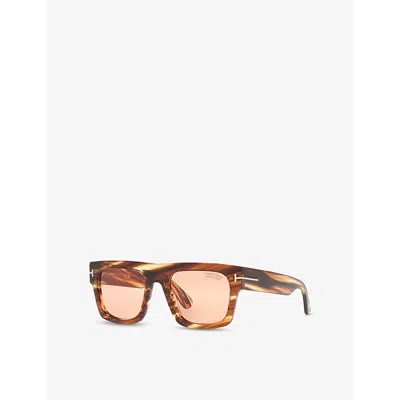 Tom Ford Womens Brown Tr001917 Fausto Square-frame Tortoise Acetate Sunglasses In Brown