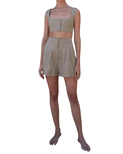 Le Kasha Cesare Linen Shorts In Khaki In Green
