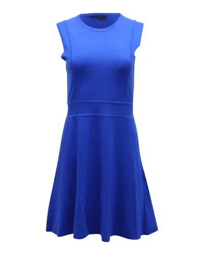 Theory Sleeveless Mini Dress In Blue Wool In Blue