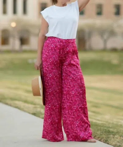 Sugarlips Zoya Floral Satin Pants In Magenta Multi In Multi